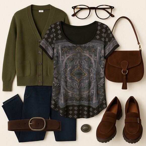 Lucky Brand 1X Medallion Boho Luxe Top – Eclectic Grandpa | Vintage Bohemian - Picture 2 of 8